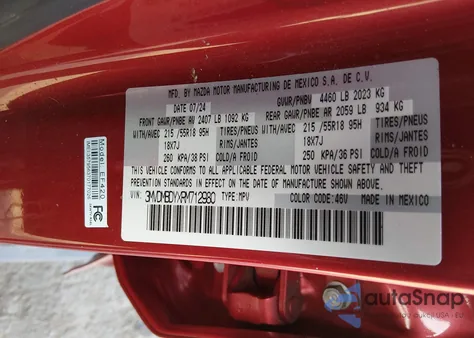 2024 Mazda Cx-30 2.5 Turbo Premium Package из США, поврежденный, VIN 3MVDMBDYXRM712980